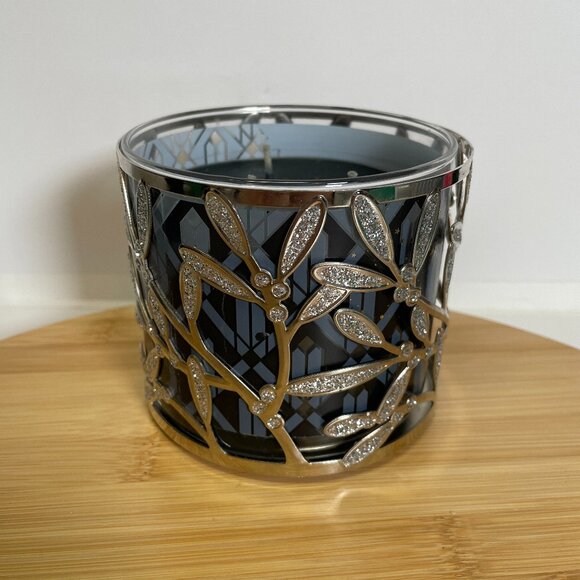 Bath & Body Works Other - Bath & Body Works Leaf Branch Silver Glitter Metal 3-Wick Candle Holder
